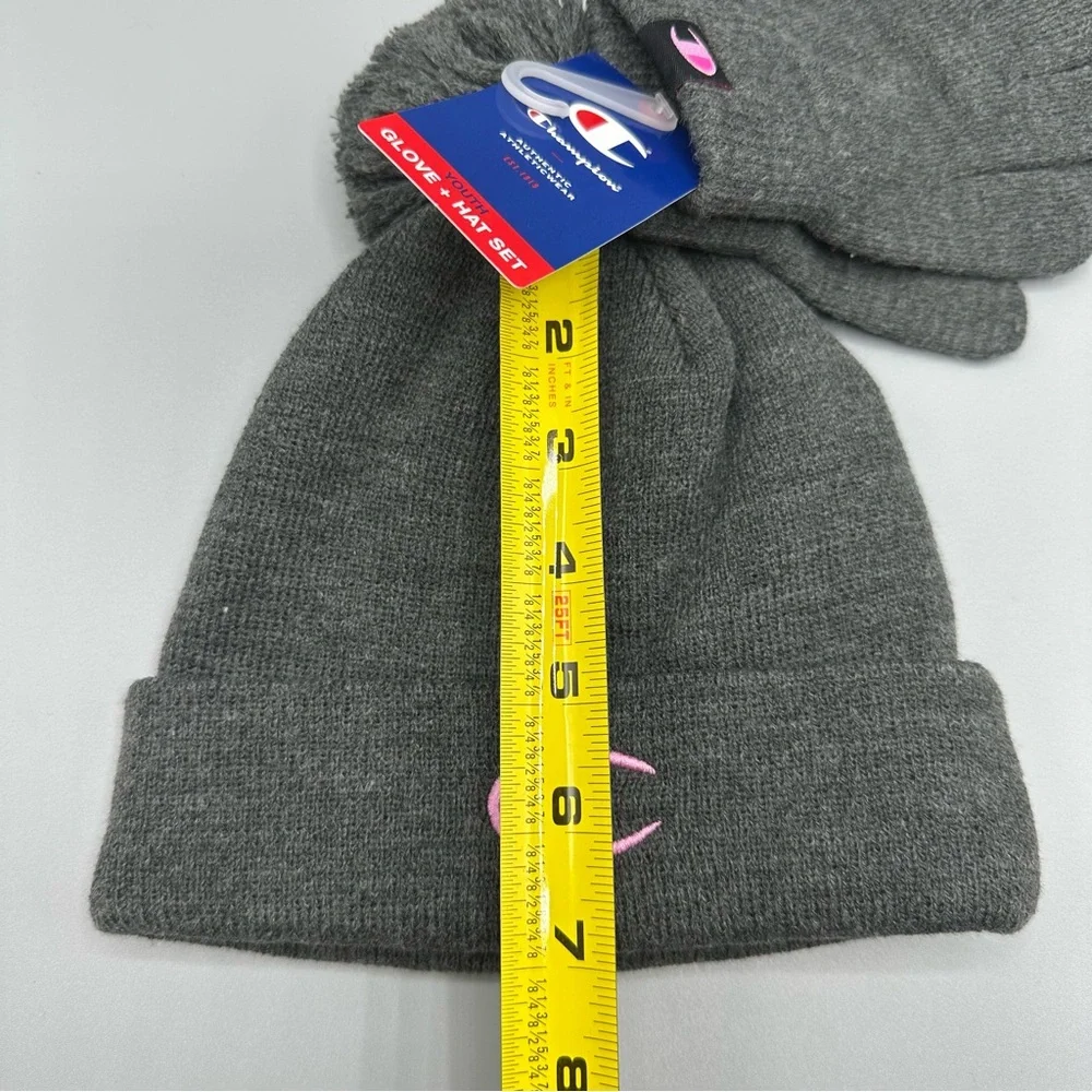 Champion Winter Kid Girls Hat Gloves Set One Size Dark Gray
